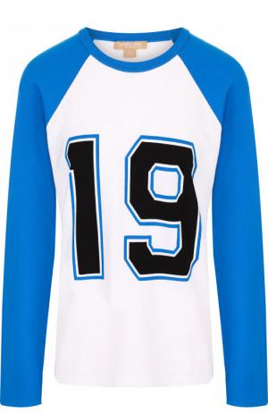 Пуловер с круглым вырезом и принтом Michael Kors Collection. Цвет: синий