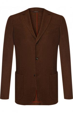 Однобортный пиджак из смеси шелка и кашемира Loro Piana. Цвет: коричневый