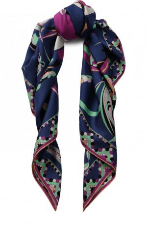 Шелковый платок с принтом Emilio Pucci. Цвет: темно-синий