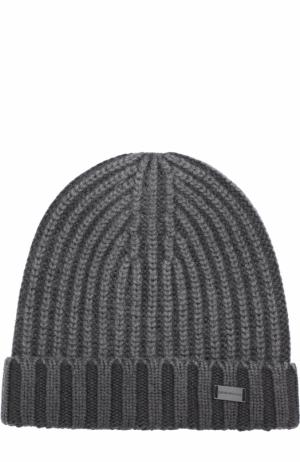 Шерстяная шапка фактурной вязки Emporio Armani. Цвет: черный