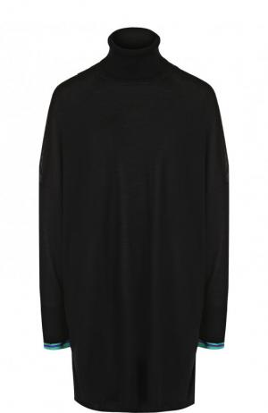 Удлиненный шерстяной пуловер свободного кроя с воротником-стойкой Emilio Pucci. Цвет: черный