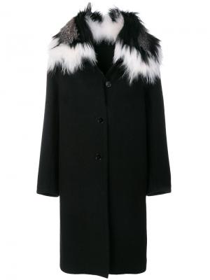 Пальто с отделкой из лисьего меха Ermanno Scervino. Цвет: чёрный