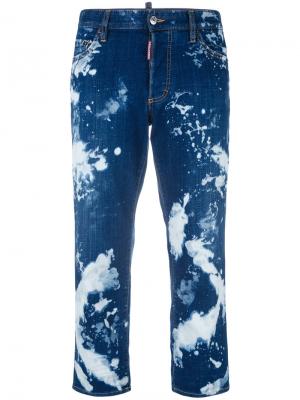 Прямые джинсы с эффектом варенки Dsquared2. Цвет: синий