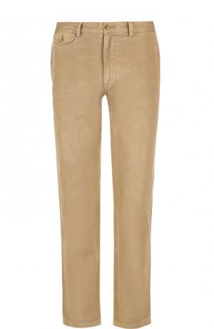 Однотонные хлопковые брюки прямого кроя Ralph Lauren. Цвет: бежевый