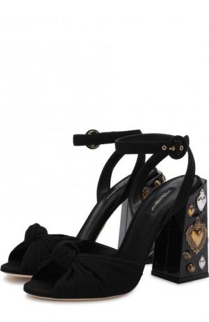Босоножки Keira на декорированном каблуке Dolce & Gabbana. Цвет: черный