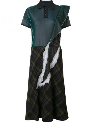 Платье-рубашка комбинированного кроя Maison Margiela. Цвет: зелёный