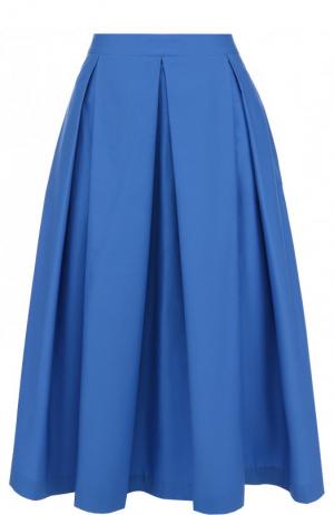 Однотонная хлопковая юбка-миди Van Laack. Цвет: синий