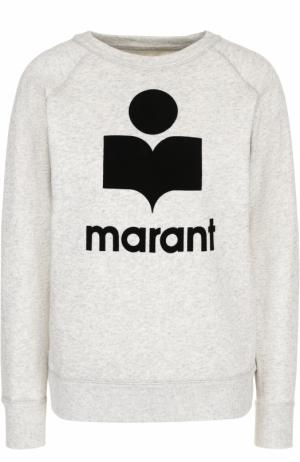 Свитшот прямого кроя с контрастным логотипом бренда Isabel Marant Etoile. Цвет: кремовый