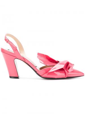 Туфли-лодочки с открытой пяткой и абстрактным бантом Nº21. Цвет: розовый и фиолетовый