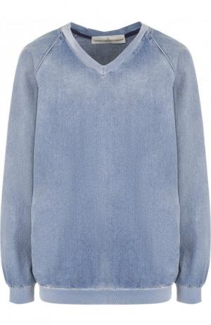 Пуловер свободного кроя с V-образным вырезом Golden Goose Deluxe Brand. Цвет: голубой