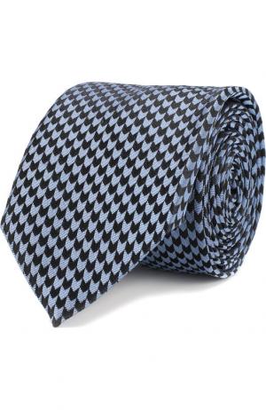 Шелковый галстук с узором HUGO. Цвет: синий
