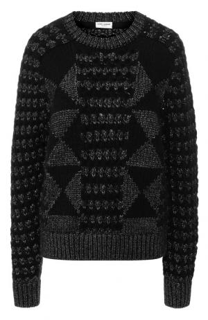 Пуловер фактурной вязки Saint Laurent. Цвет: серебряный