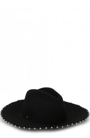 Шерстяная шляпа с металлической отделкой Emporio Armani. Цвет: черный