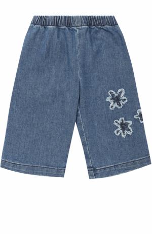 Укороченные джинсы с аппликациями и эластичной вставкой на поясе Il Gufo. Цвет: синий