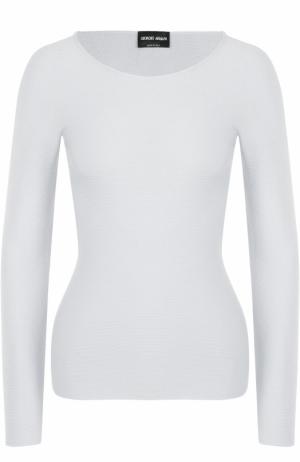 Облегающий пуловер с круглым вырезом Giorgio Armani. Цвет: светло-серый