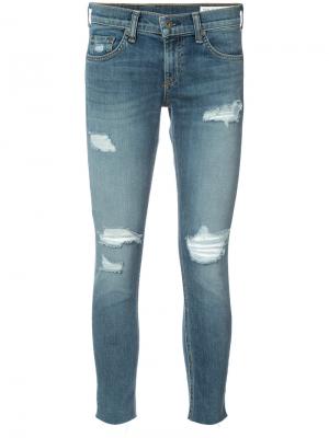 Укороченные джинсы кроя скинни Rag & Bone /Jean. Цвет: синий