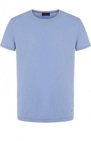 Хлопковая футболка с принтом Baldessarini. Цвет: голубой
