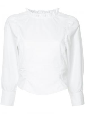 Блузка с оборками на воротнике Atlantique Ascoli. Цвет: белый