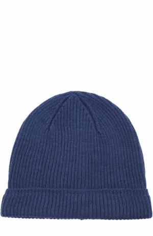 Шерстяная шапка фактурной вязки Canali. Цвет: синий