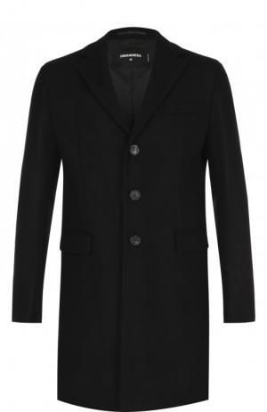 Однобортное шерстяное пальто с отложным воротником Dsquared2. Цвет: черный