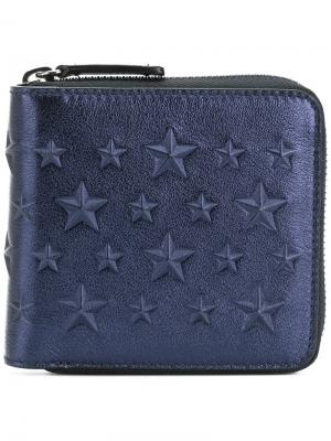 Lawrence star studded zip around wallet Jimmy Choo. Цвет: синий
