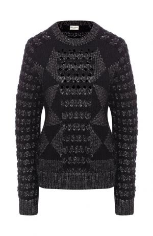 Пуловер фактурной вязки Saint Laurent. Цвет: серый