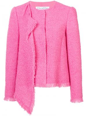 Асимметричный пиджак с бахромой и драпировкой Oscar de la Renta. Цвет: розовый и фиолетовый