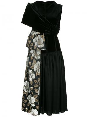 Расклешенное платье с цветочными панелями Antonio Marras. Цвет: чёрный