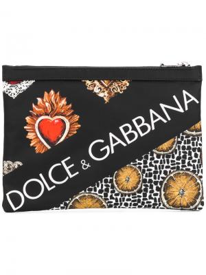 Клатч с принтом логотипа Dolce & Gabbana. Цвет: чёрный
