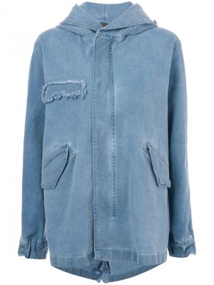 Джинсовая куртка с капюшоном Mr & Mrs Italy. Цвет: синий