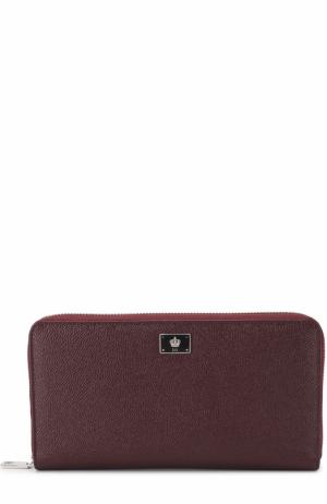 Кожаное портмоне на молнии с отделением для кредитных карт Dolce & Gabbana. Цвет: бордовый