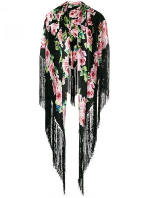 Шаль с принтом роз Dolce & Gabbana. Цвет: чёрный