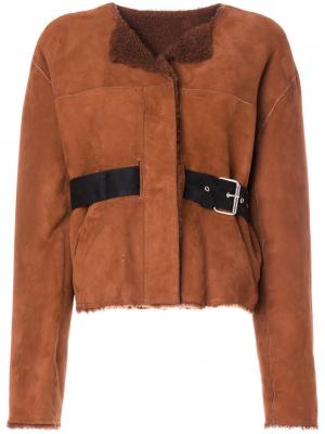 Куртка из овчины с поясом Isabel Marant. Цвет: коричневый