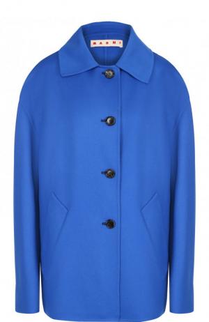 Однотонное пальто из смеси шерсти и кашемира со спущенным рукавом Marni. Цвет: синий