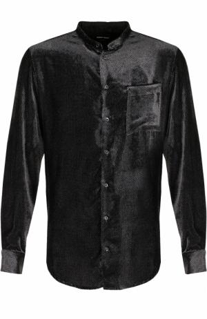 Сорочка из смеси вискозы и шелка Giorgio Armani. Цвет: темно-серый