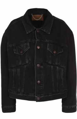 Джинсовая куртка свободного кроя с потертостями Balenciaga. Цвет: черный