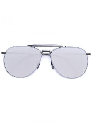 Солнцезащитные очки-авиаторы с зеркальными линзами Thom Browne Eyewear. Цвет: серый