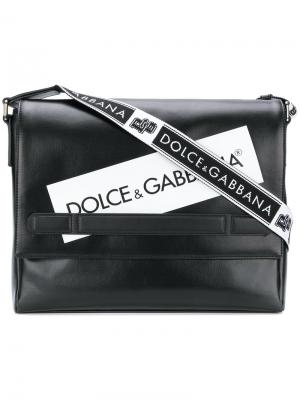 Сумка-почтальонка с логотипом Dolce & Gabbana. Цвет: чёрный