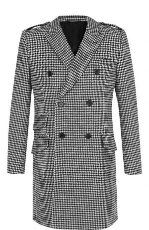 Двубортное пальто из смеси хлопка и шерсти Dolce & Gabbana. Цвет: черно-белый