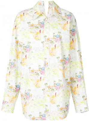 Оверсайз-рубашка с цветочным принтом Marni. Цвет: многоцветный
