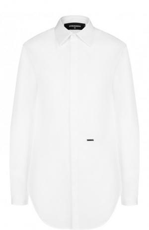 Однотонная хлопковая блуза прямого кроя Dsquared2. Цвет: белый