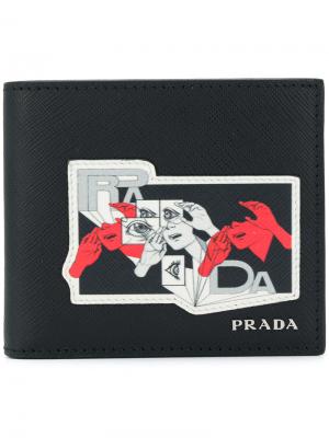 Бумажник с графическим принтом Prada. Цвет: чёрный