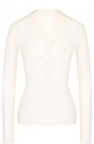Шерстяной пуловер с V-образным вырезом BOSS. Цвет: белый