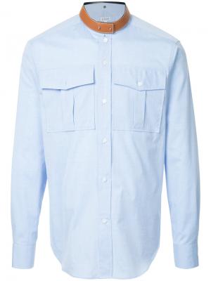 Рубашка с кожаным воротником Loewe. Цвет: синий