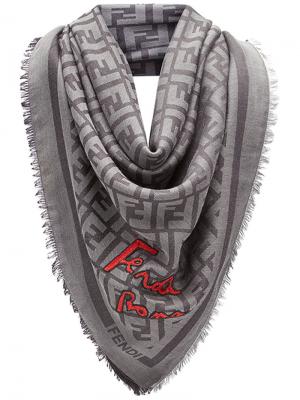 Logo print shawl scarf Fendi. Цвет: серый