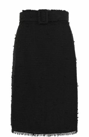 Буклированная юбка-миди с поясом Oscar de la Renta. Цвет: черный