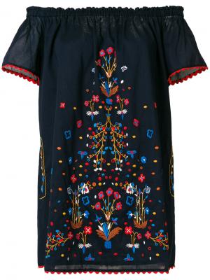 Пляжное платье с цветочной вышивкой Tory Burch. Цвет: синий