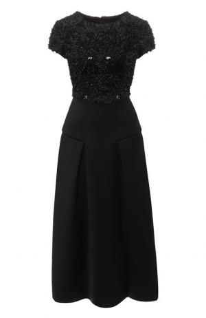 Приталенное платье-миди с декоративной отделкой Emporio Armani. Цвет: черный