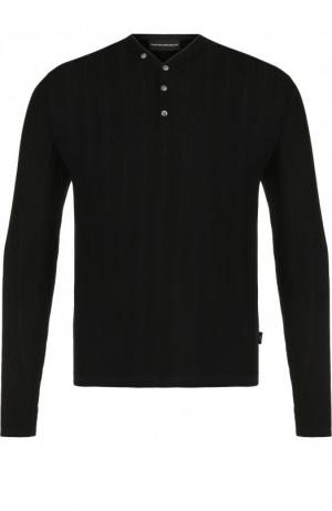 Однотонный шерстяной пуловер Emporio Armani. Цвет: черный