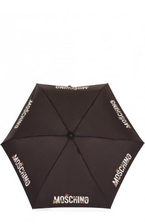 Складной зонт с брелоком Moschino. Цвет: темно-серый